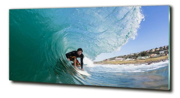 Fotografie imprimată pe sticlă Surfer pe val