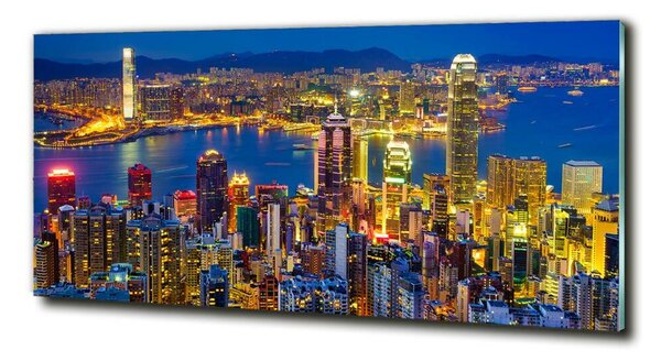 Tablou pe pe sticlă Hong Kong pe timp de noapte