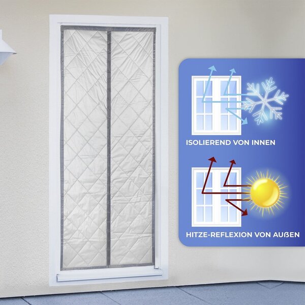 Draperie gri/argintie termoizolantă 90x200 cm cu prindere la ușă – Maximex