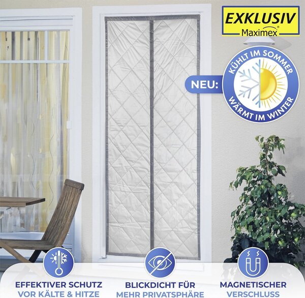 Draperie gri/argintie termoizolantă 90x200 cm cu prindere la ușă – Maximex
