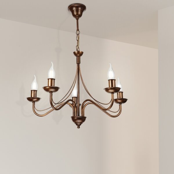 Candelabru pe lanț ANTON 5xE14/15W/230V bronz