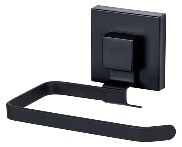 Suport pentru hârtie igienică negru autoadeziv din oțel inoxidabil Quadro – Wenko