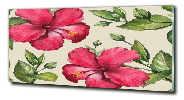 Tablou sticlă hibiscus roz