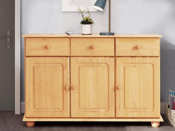 Comodă în culoare naturală joasă din lemn de pin 116x76 cm Ella – Støraa