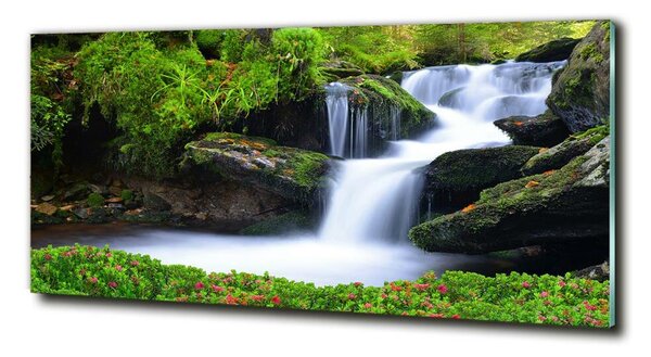 Tablou sticlă Cascada din pădure