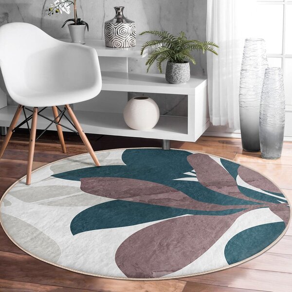 Covor rotund lavabil adecvat și pentru aspiratoare robot ø 120 cm Comfort – Mila Home