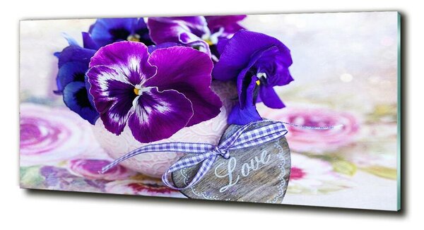 Fotografie imprimată pe sticlă panseluțe violet