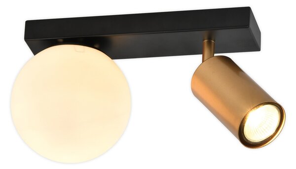 Spot LED Klausen Spoty AP2 Modern 27x16cm, Corp Iluminat Perete Alama Negru, Dubla Sursa E14 GU10, Lampa Ambientala Design Urban pentru Interior