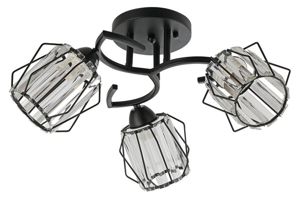 Lustra Klausen Spin PL3 Negru 54x54x24cm Corp Iluminat Elegant 3xE27 pentru Living sau Dormitor Design Clasic Modern din Metal si Sticla Calitativa