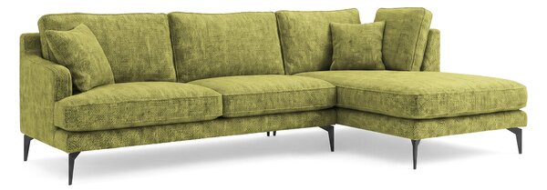 Colțar Fix AZURRO, 280x90/180x85 cm, Dreapta / Verde-Olive-Mystery