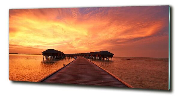 Fotografie imprimată pe sticlă bungalow-uri Maldive