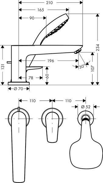 Hansgrohe Talis E baterie cadă-duș cadă crom 71731000