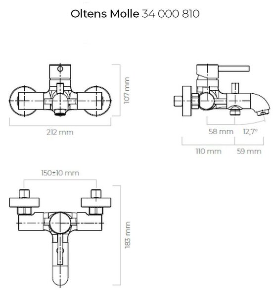 Oltens Molle baterie cadă-duș perete auriu periat 34000810