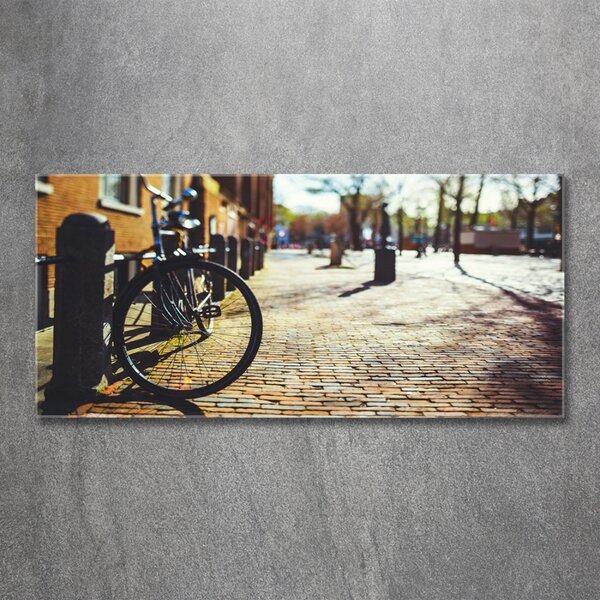 Tablou Printat Pe Sticlă Biciclete în Amsterdam