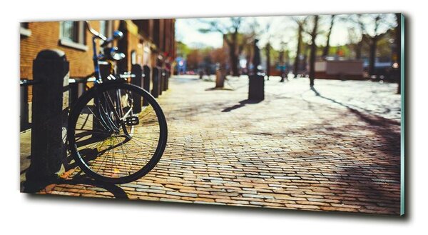 Tablou Printat Pe Sticlă Biciclete în Amsterdam