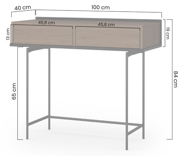 Masa toaletă Zenar 100 cm cu sertare - nuc elegant / negru