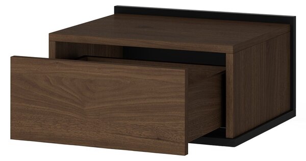 Noptieră suspendată Zenar cu sertar 50 cm - nuc elegant / negru