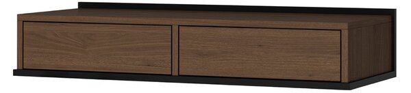Masa toaletă de perete Zenar 100 cm cu sertare - nuc elegant / negru