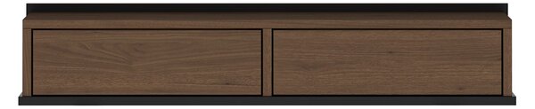 Masa toaletă de perete Zenar 100 cm cu sertare - nuc elegant / negru