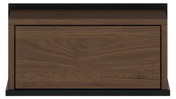 Noptieră suspendată Zenar cu sertar 50 cm - nuc elegant / negru