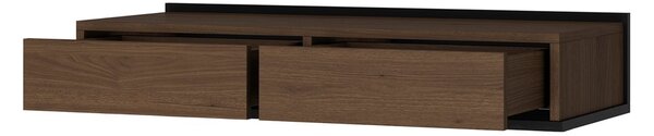Masa toaletă de perete Zenar 100 cm cu sertare - nuc elegant / negru