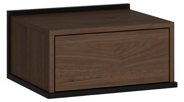 Noptieră suspendată Zenar cu sertar 50 cm - nuc elegant / negru