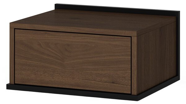 Noptieră suspendată Zenar cu sertar 50 cm - nuc elegant / negru