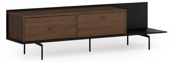Comodă TV Zenar 200 cm cu picioare metalice - nuc elegant / negru