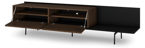 Comodă TV Zenar 200 cm cu picioare metalice - nuc elegant / negru