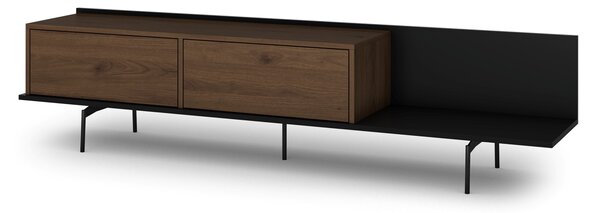 Comodă TV Zenar 200 cm cu picioare metalice - nuc elegant / negru