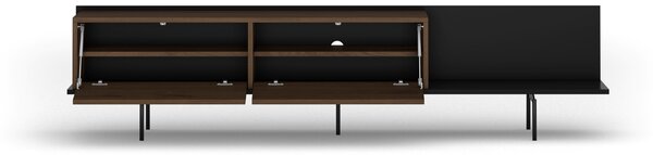 Comodă TV Zenar 200 cm cu picioare metalice - nuc elegant / negru
