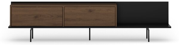 Comodă TV Zenar 200 cm cu picioare metalice - nuc elegant / negru