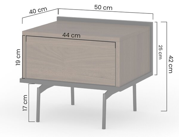 Noptieră Zenar cu sertar 50 cm - nuc elegant / negru