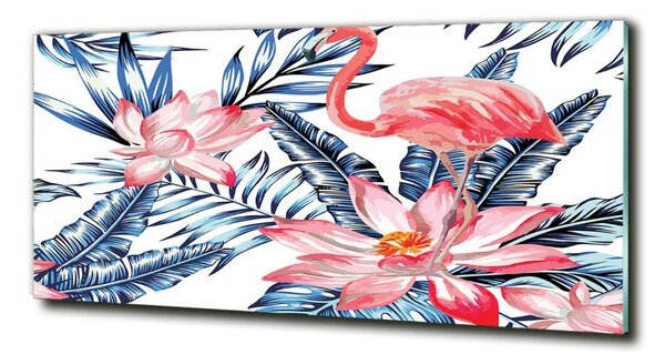 Fotografie imprimată pe sticlă Flamingos și plante