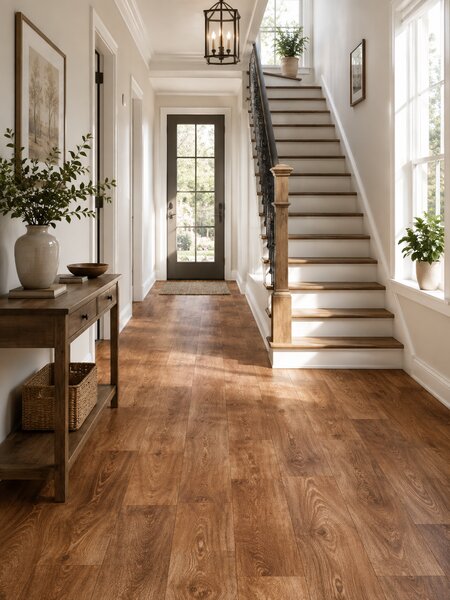 Linoleum PVC, Country Dark Confort, Maro, Latime 2 m, Imitatie Parchet, Suport Pasla