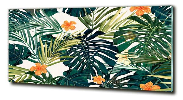 Tablou din Sticlă frunze tropicale