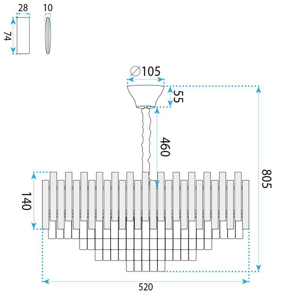 Lampă suspendată din cristal SWE103-CP GOLD