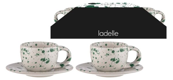 Cești pentru espresso din gresie alb-verde 2 buc. 100 ml Carnival – Ladelle