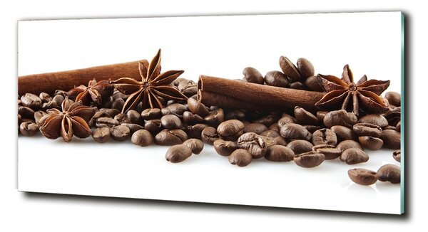 Tablou pe pe sticlă Boabe de cafea scorțișoară