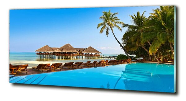 Tablou Printat Pe Sticlă Piscina în Maldive