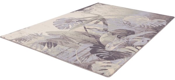 Covor gri/crem din lână 133x180 cm Plants – Agnella