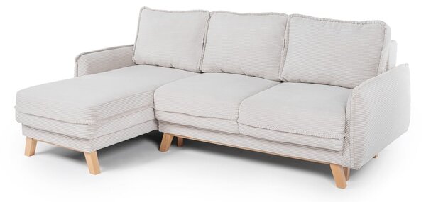 Colțar bej extensibil cu tapițerie din catifea reiată (cu colț variabil) Tori – Bonami Selection