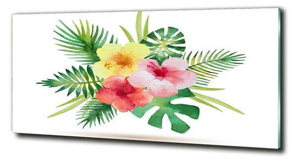 Tablou pe pe sticlă flori Hawaii