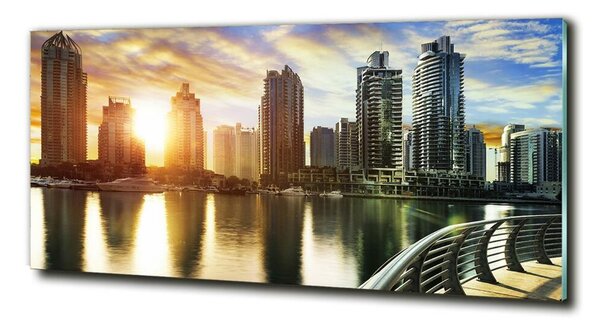 Tablou sticlă Dubai apus de soare