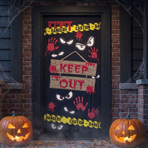 Husă de ușă, pentru Halloween, mesaj Keep Out, 85x163 cm, Eurowrap