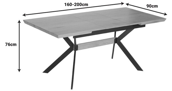 Masa extensibila Jessamy, Pako World, MDF, 160/200x90x76 cm