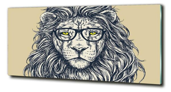 Tablou Printat Pe Sticlă leu Hipster