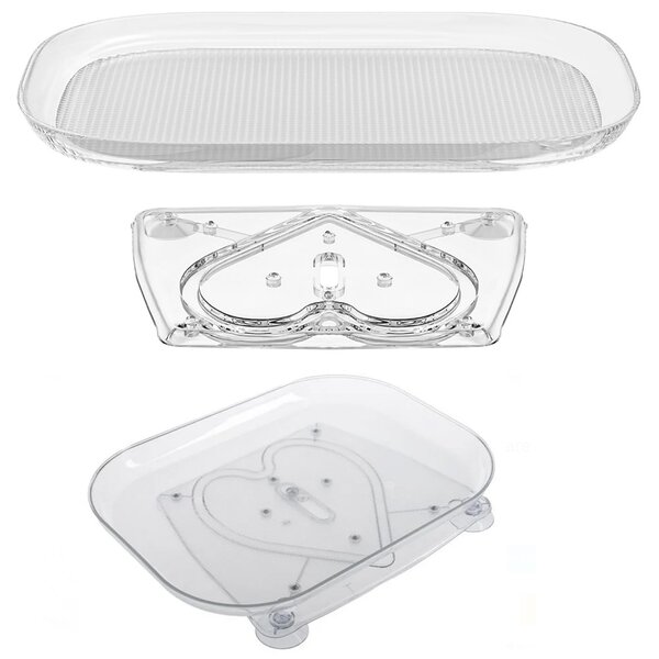 Organizator rotativ dreptunghular tip tava Pufo pentru frigider sau dulap cu suprafata antialunecare, 35 cm