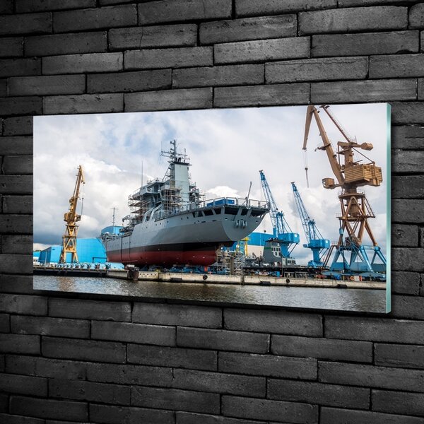 Fotografie imprimată pe sticlă navă șantier naval