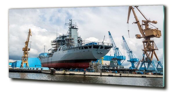 Fotografie imprimată pe sticlă navă șantier naval